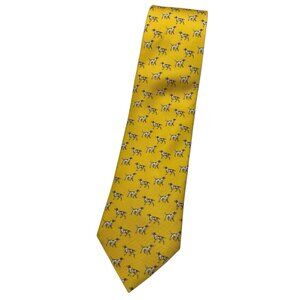 NEW RODERICK CHARLES Men's 100% Silk Necktie LUXURY Tie Yellow Dog W:3.6"